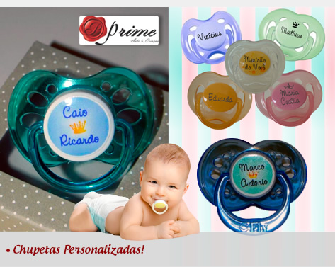02 Chupetas Fly Colors Personalizadas com o Nome do Beb por apenas R$14,90!!!