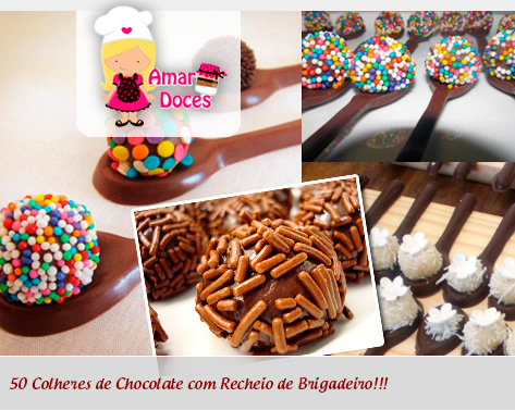 Deixe sua comemorao ainda mais especial! 50 Colheres de Chocolate com Recheio de Brigadeiro na Amar Doces: de R$70,00 por APENAS R$29,90!!!